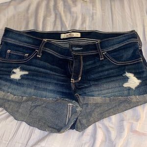 Hollister dark wash ripped shorts